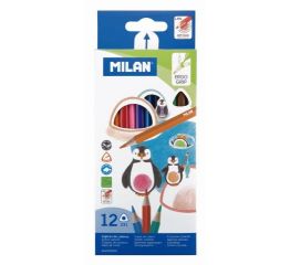 Värvipliiatsid MILAN kolmnurksed 12 tk karbis