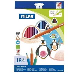 Värvipliiatsid MILAN kolmnurksed 18 tk