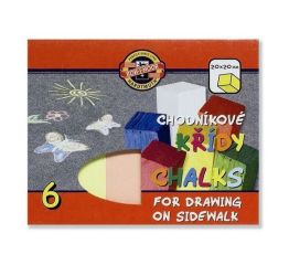 Värvilised asfaldikriidid KOH-I-NOOR 6 tk ja tooni karbis, kandilised