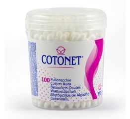 Vatitikud COTONET 100 tk. ümmarguses karbis