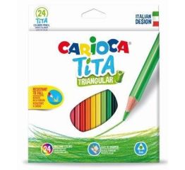 Värvipliiatsid CARIOCA TiTA 24 tk, kolmnurksed, põrutuskindlad