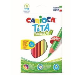 Värvipliiatsid CARIOCA TiTA MAXI 12 tk, kolmnurksed, põrutuskindlad