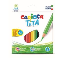 Värvipliiatsid CARIOCA TiTA 24 tk, kuusnurksed, põrutuskindlad