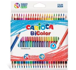 Värvipliiatsid CARIOCA BiColor , 24 tk=48 värvi, kolmnurksed