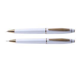 Komplekt Scrikss Noble 35-pastapliiats ja täitepliiats valge/kuld kinkekarbis