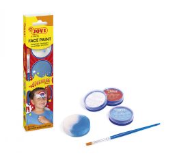 Näomaalingu komplekt JOVI ADVENTURE 3 värvi + pintsel + svamm