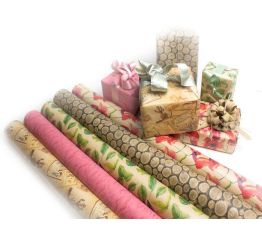 Pakkepaber NATURA 70cmx2m, 5 mustrit x 10 rulli kastis