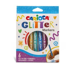 Sädelevad viltpliiatsid Carioca Glitter 6 värvi