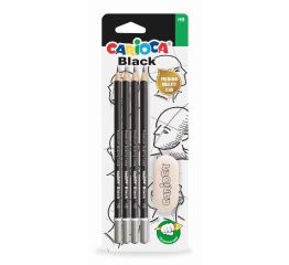 Harilik pliiats Carioca Black HB 4 tk, kolmnurkne+kustukumm