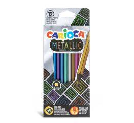 Värvipliiatsid Carioca Metallic  12 värvi, kuusnurksed